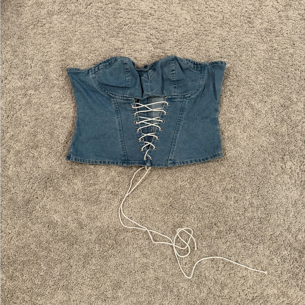 Denim Cut Out Strapless